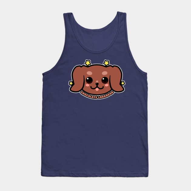 KAWAII Chocolate Labrador Dog Face Tank Top by TechraNova